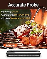 Vista 6 de BFOUR Meat Thermometer Wireless Bluetooth, LCD Digital Meat Thermometer with Dual Probe, Wireless Remote BBQ Thermometer for Smoker Kitchen Cooking