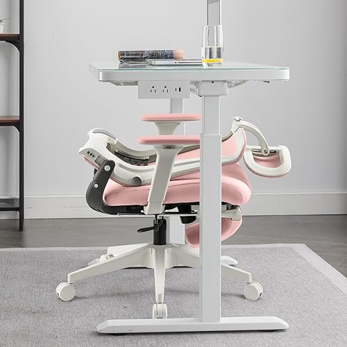 Miniatura 2 de Silla de oficina ergonómica plegable con reposapiés, silla de computadora de respaldo alto con reposacabezas 2D, respaldo de malla, asiento de