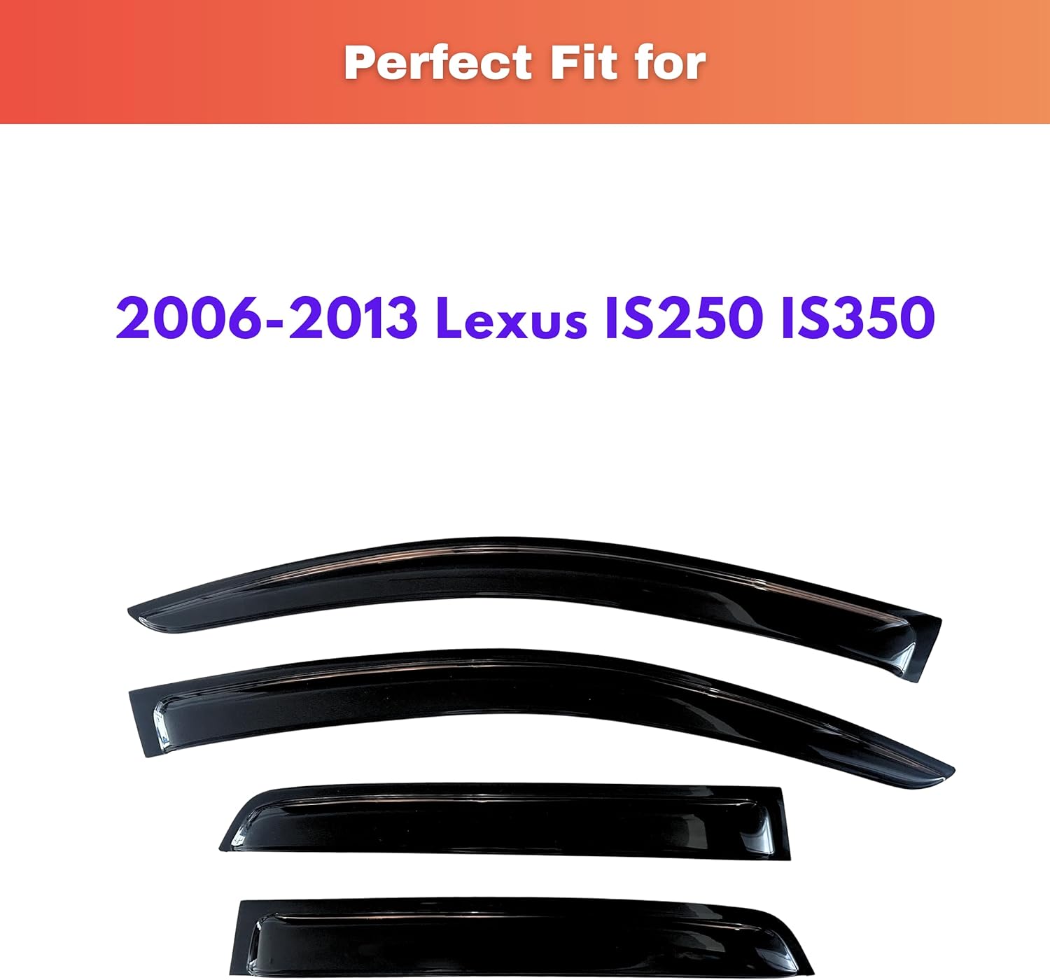 KPY Rain Guards Fit for 2006-2013 Lexus IS250 IS350, Out-Channel Window Visors Vent Wind Deflectors 4PC, Car Accessories for 06-13 Lexus is Series 2006-2013 IS Series