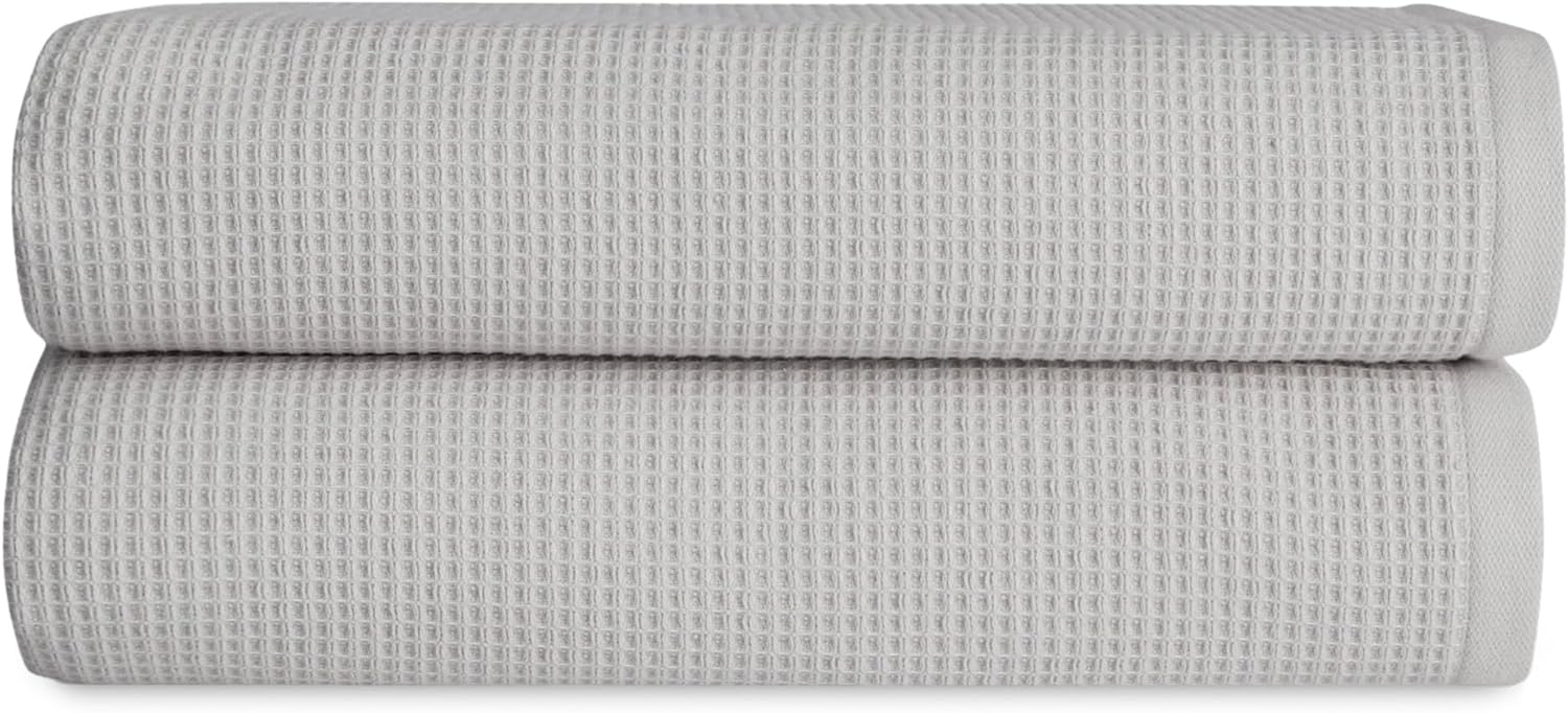 Cozy Earth Waffle Hand Towels - 60% Cotton 40% Viscose from Bamboo Hand Towels 20 x 30 Inches - Soft & Absorbent Terry, Reversible Mini Textured Waffle & Weave Pattern - 2 Pack