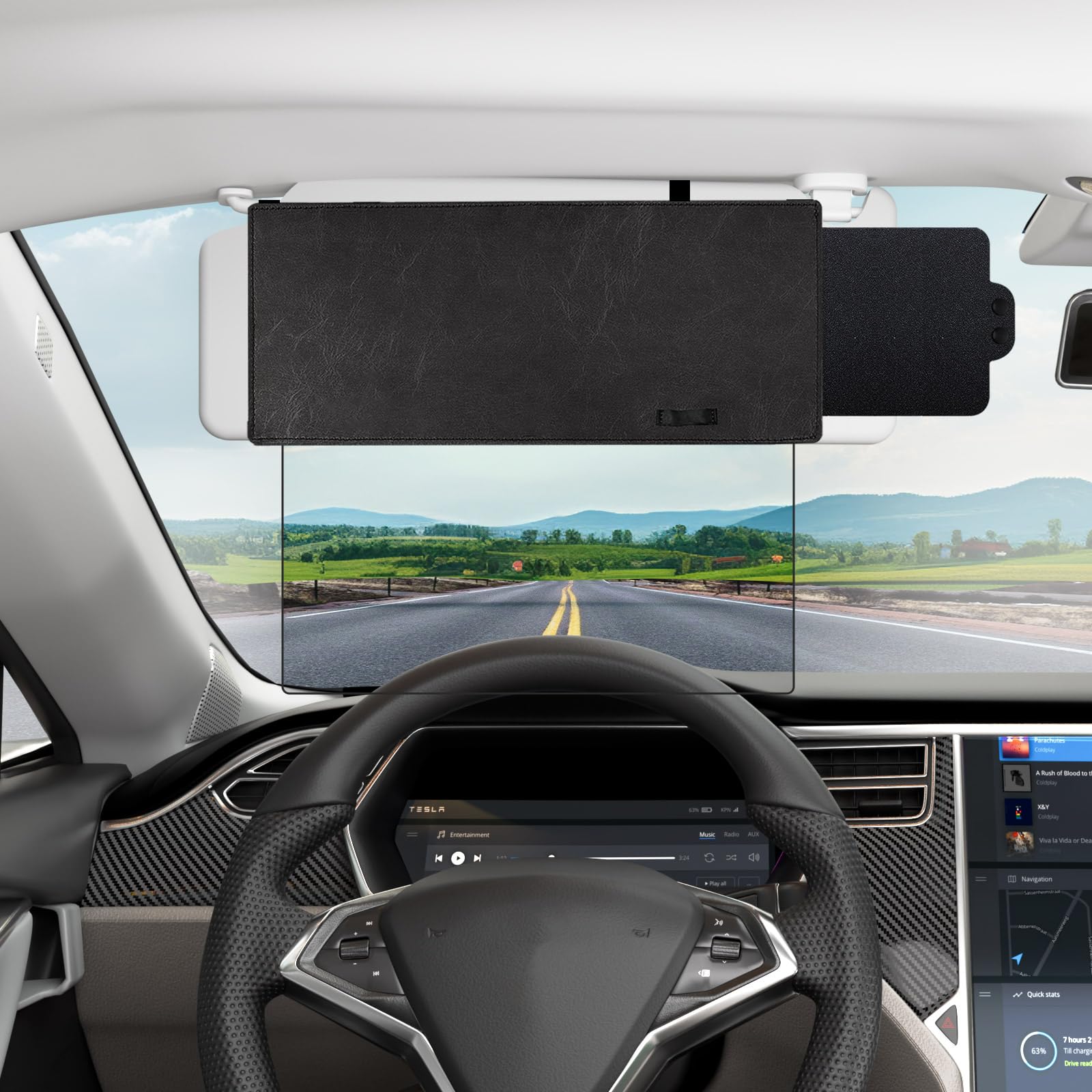 Veharvim Polarized Sun Visor Extender for Car, UV400 Car Visor Extender Sun Blocker with Polycarbonate Lens and Side Sunshade, Sun Visor for Car Clearer Vision for Safe Driving, UV Protection