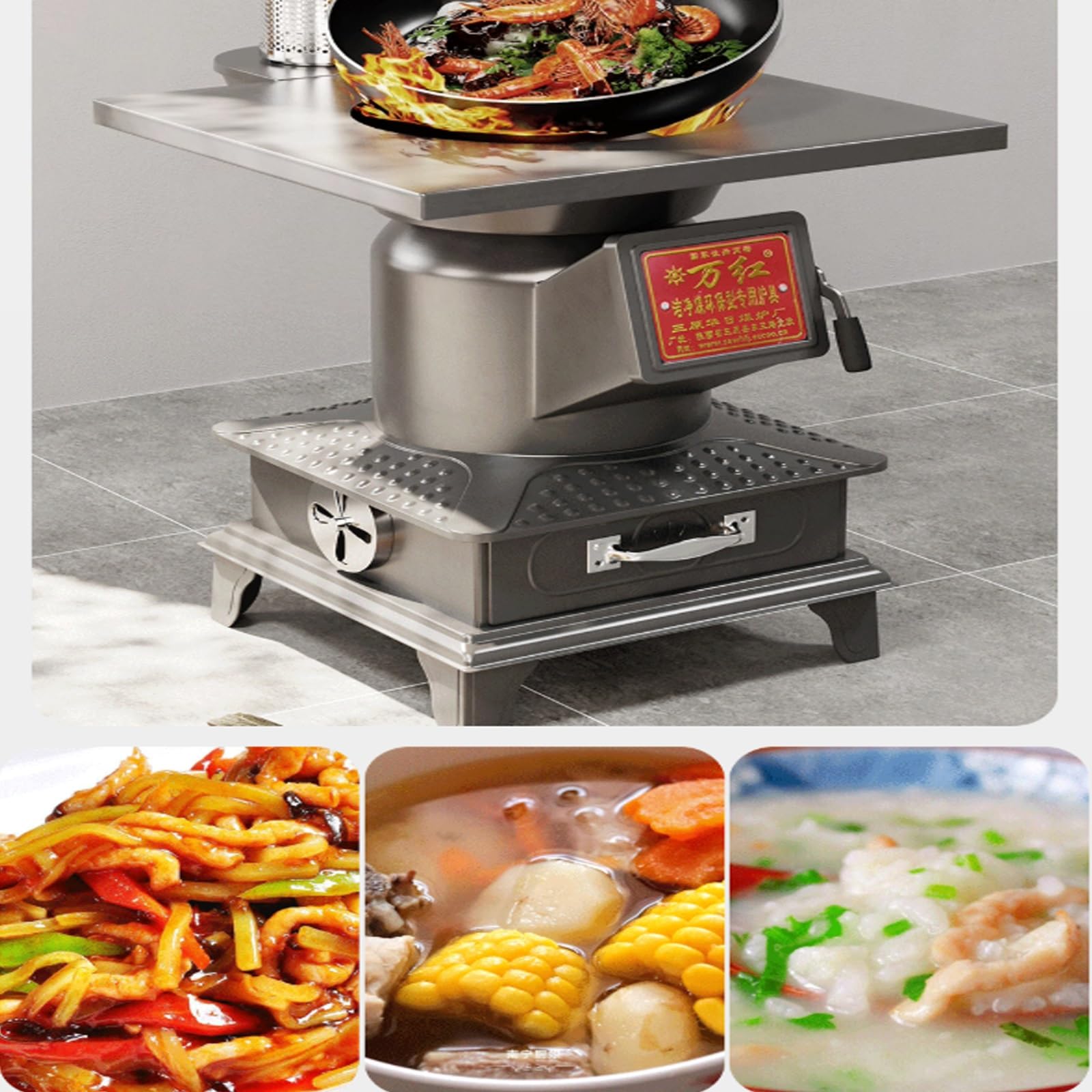Estufa de Leña Multifunción para Calefacción y Cocina Interior y Exterior, Ideal para Camping, Balcón, Jardín y Terraza, Incluye Chimenea de 300cm