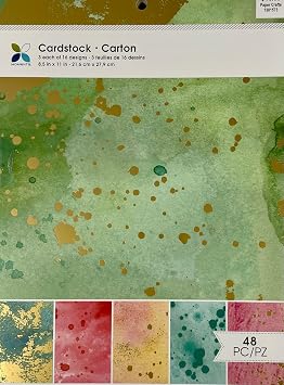 Momenta Cardstock Paper Pad 48 Sheets 8-1/2" X 11" - Metallic Ink 3 Each of 16 Designs