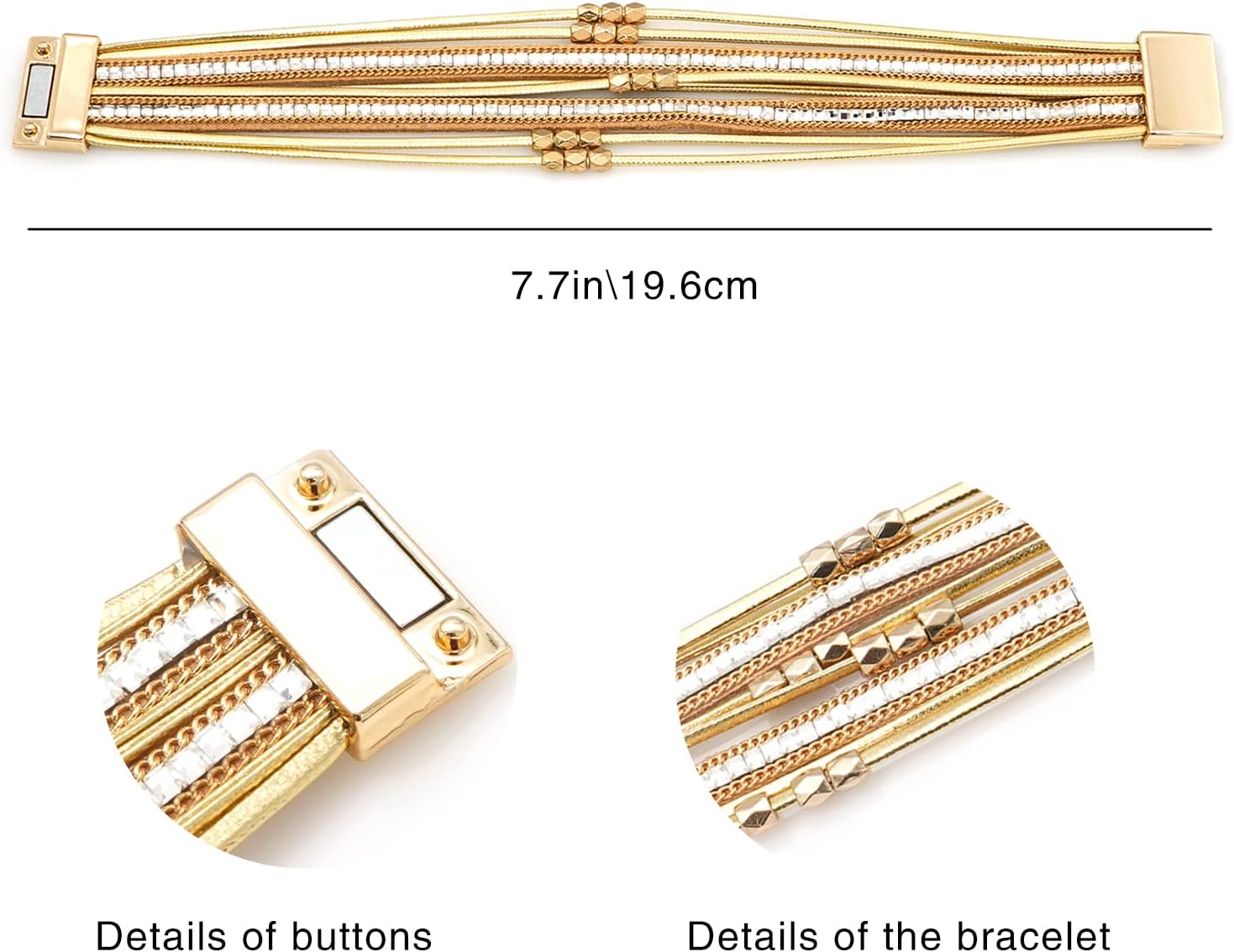 Multi-layer Leather Bracelets Multi-strand Wrap Bracelets Handmade Braided Rope Cuff Bangle with Magnetic Buckle Jewelry