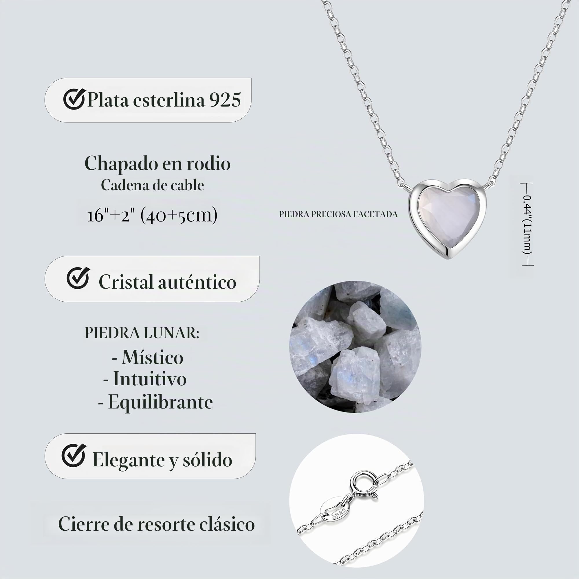 COAI Collar para Mujer de Plata de Ley con Colgante de Piedra de Luna Natural
