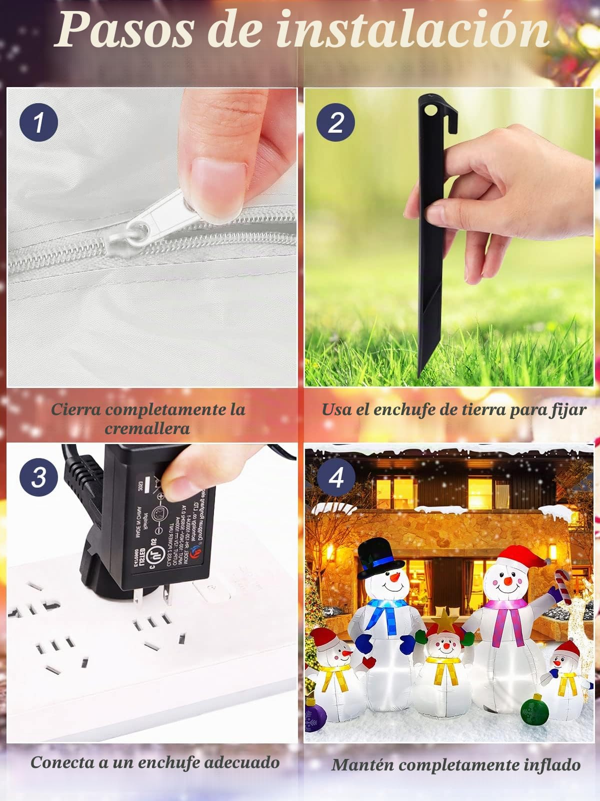 EBANKU Adornos Hinchables de Navidad de 6 Pies Con LED Integrados, Muñeco de Nieve Enorme para Exteriores, Una Familia de Cinco, Bonita Decoración para Fiestas