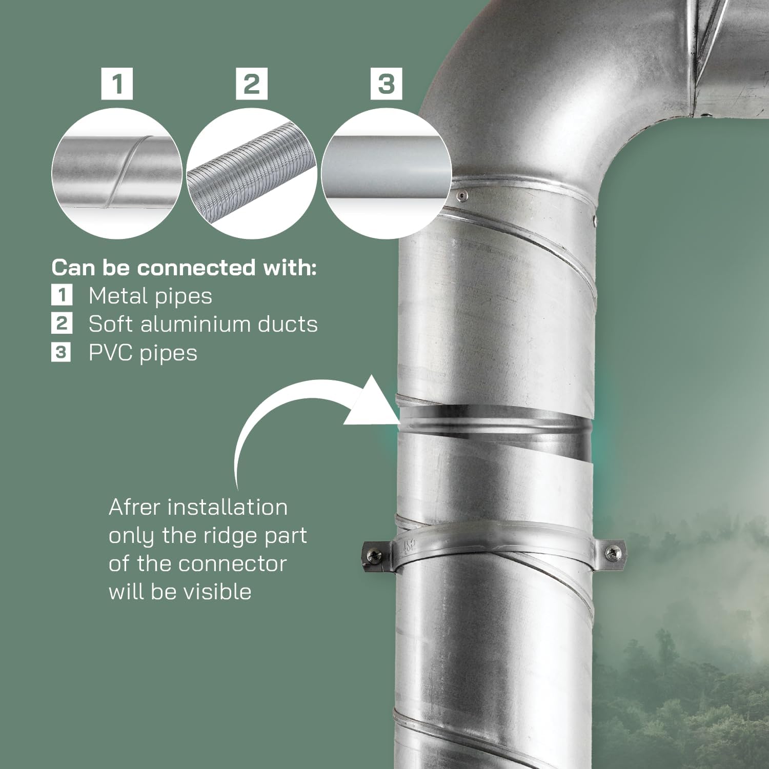Vent Systems 4'' Inch Galvanized Steel Duct Connector - Round Ventilation Duct Extension - Metal Vent Coupler - Metal Hose Coupling - Galvanised Pipe Connector - Dryer Vent Connector