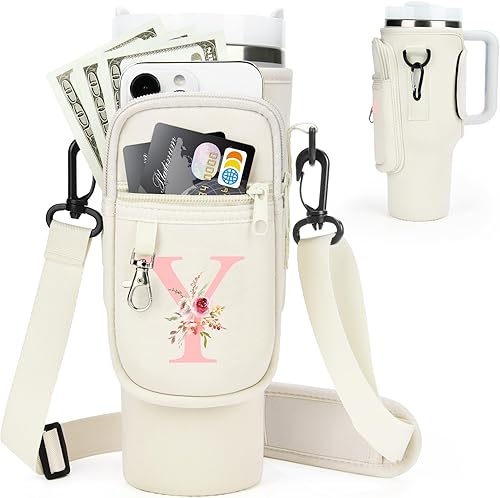 Miniatura 41 de Initial Water Bottle Holder with Strap for Stanley 40 oz Tumbler/Simple Modern 40 oz Tumbler,Water Bottle Carrier Bag with Strap,Personalized A-Z