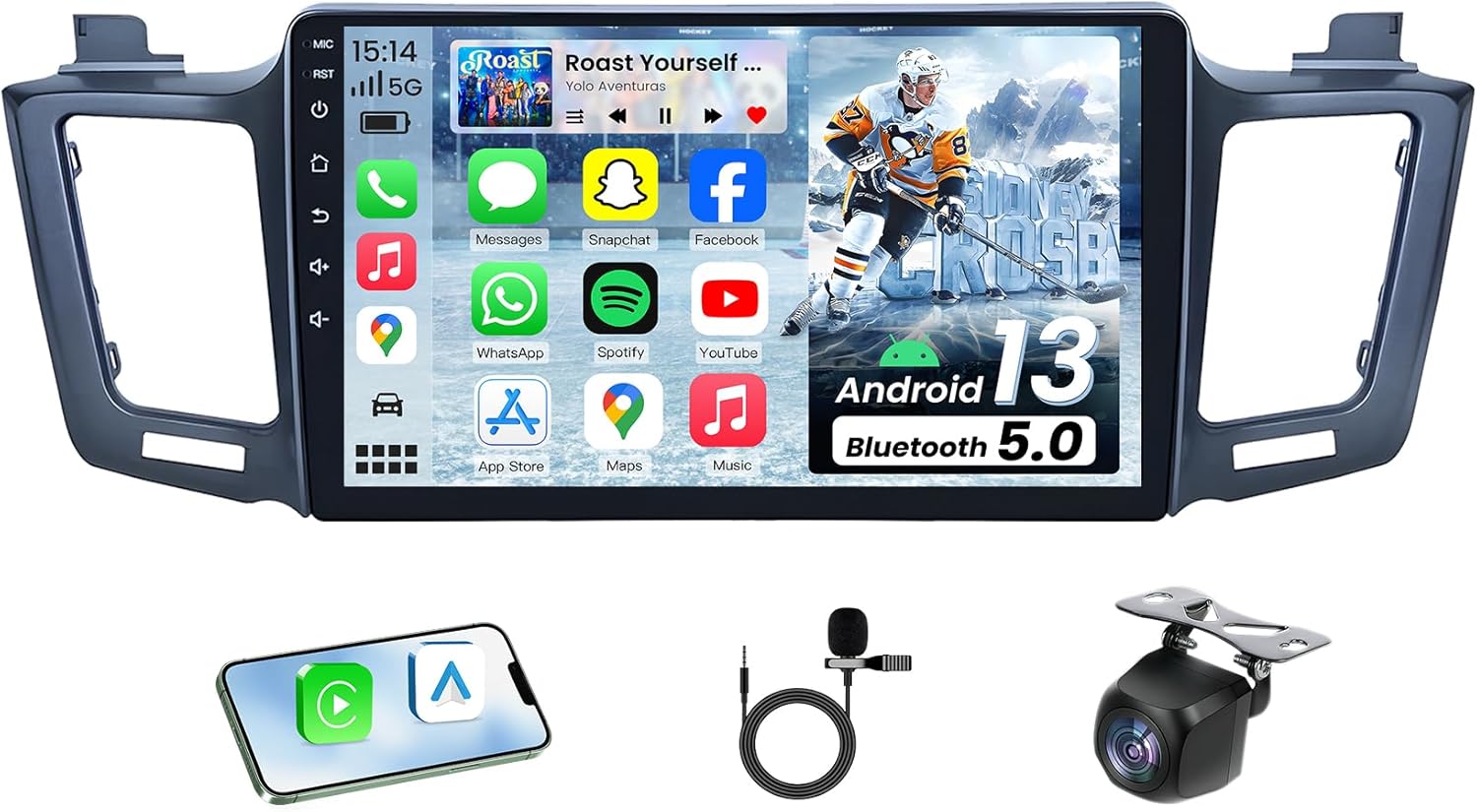 Car Radio for Toyota Rav4 2013-2018: 64GB ROM 10.2 Inch 1280x800 IPS Touchscreen Upgrade with Wireless CarPlay/Android Auto Bluetooth WiFi GPS FM 1080P Backup Camera