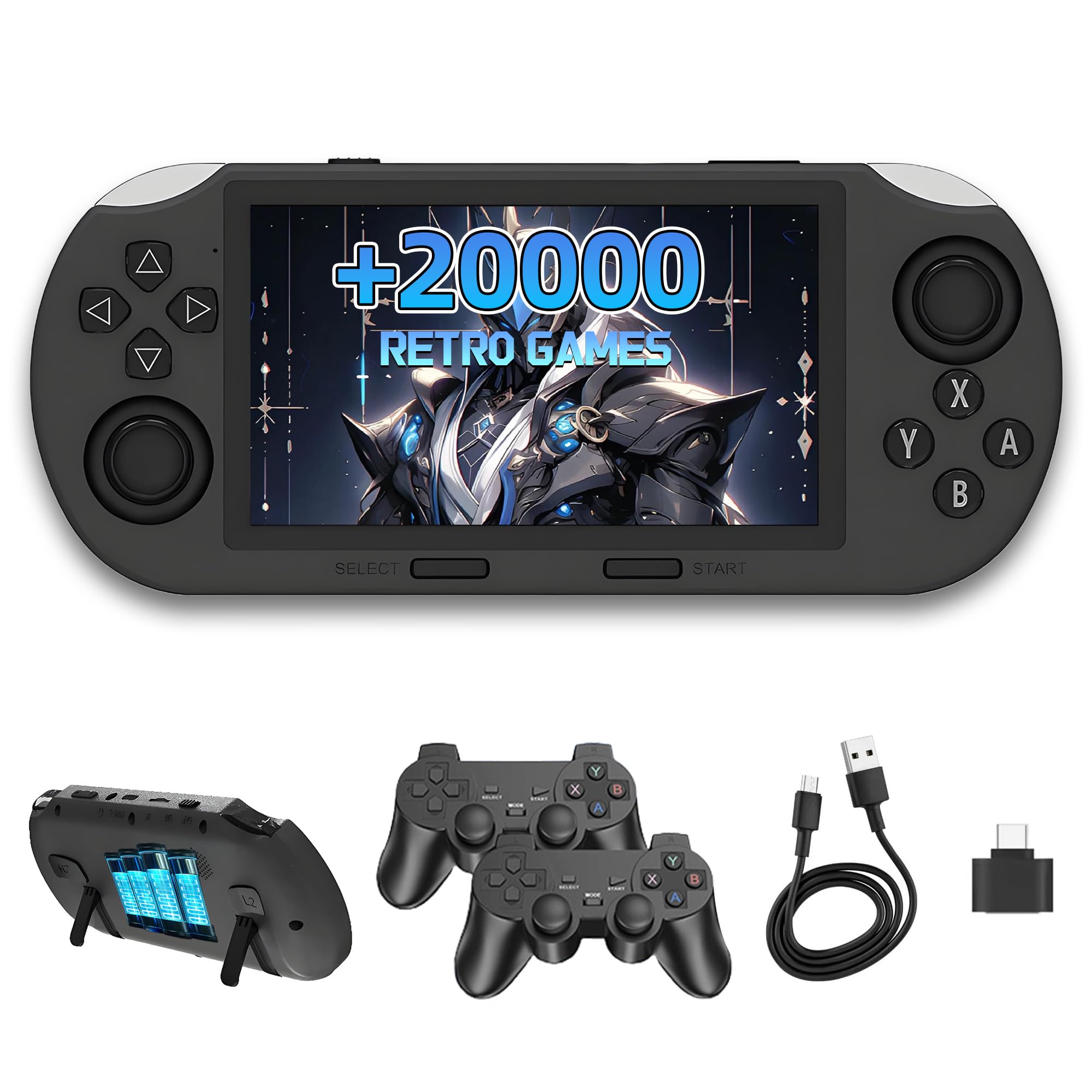 SF3000 Handheld Game Console with 2 Wireless Controller,20000+ Games,Dual Core Processor,E-Book/Music/Video/Emergency Charging of Phone,14 Emulator,