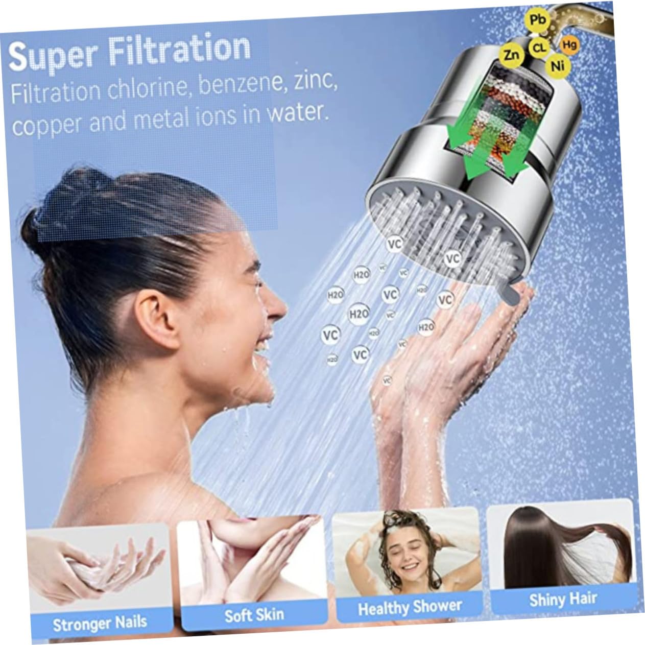 Duschfilter Wasserfilter für Dusche mit Großem Druck für Badezimmer