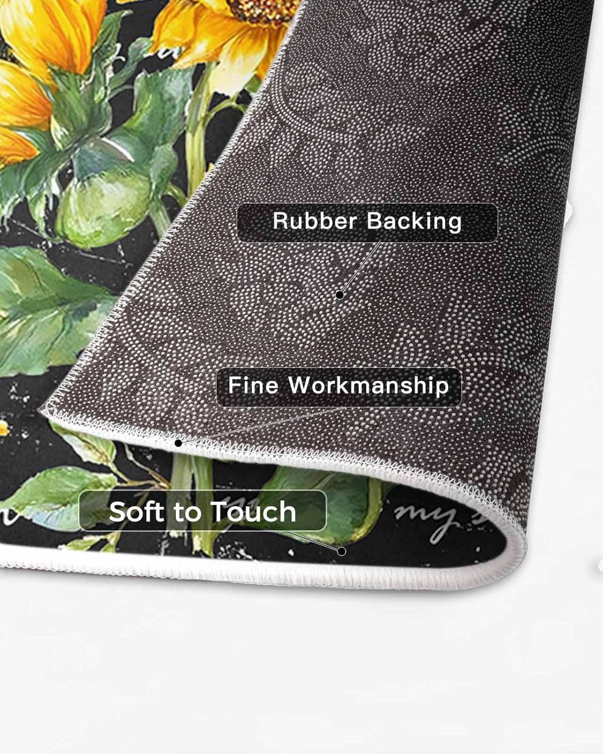 Area Rug Indoor Carpet Farm Yellow Sunflower Bumble Bee Watercolor Floral Home Decor Soft Rugs Collection Comfy Floor Mat Vintage Black Buffalo Plaid Accent Rugs for Bedroom Living Room Kids Room