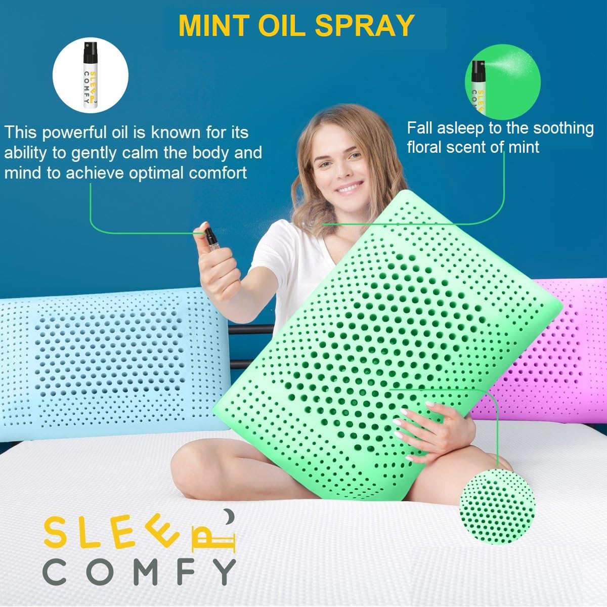 SLEEP COMFY Cuscino per aromaterapia di lusso con rivestimento in memory foam, ergonomico, ortopedico, cuscino cervicale, cuscino per dormire sulla schiena, dorme sul fianco