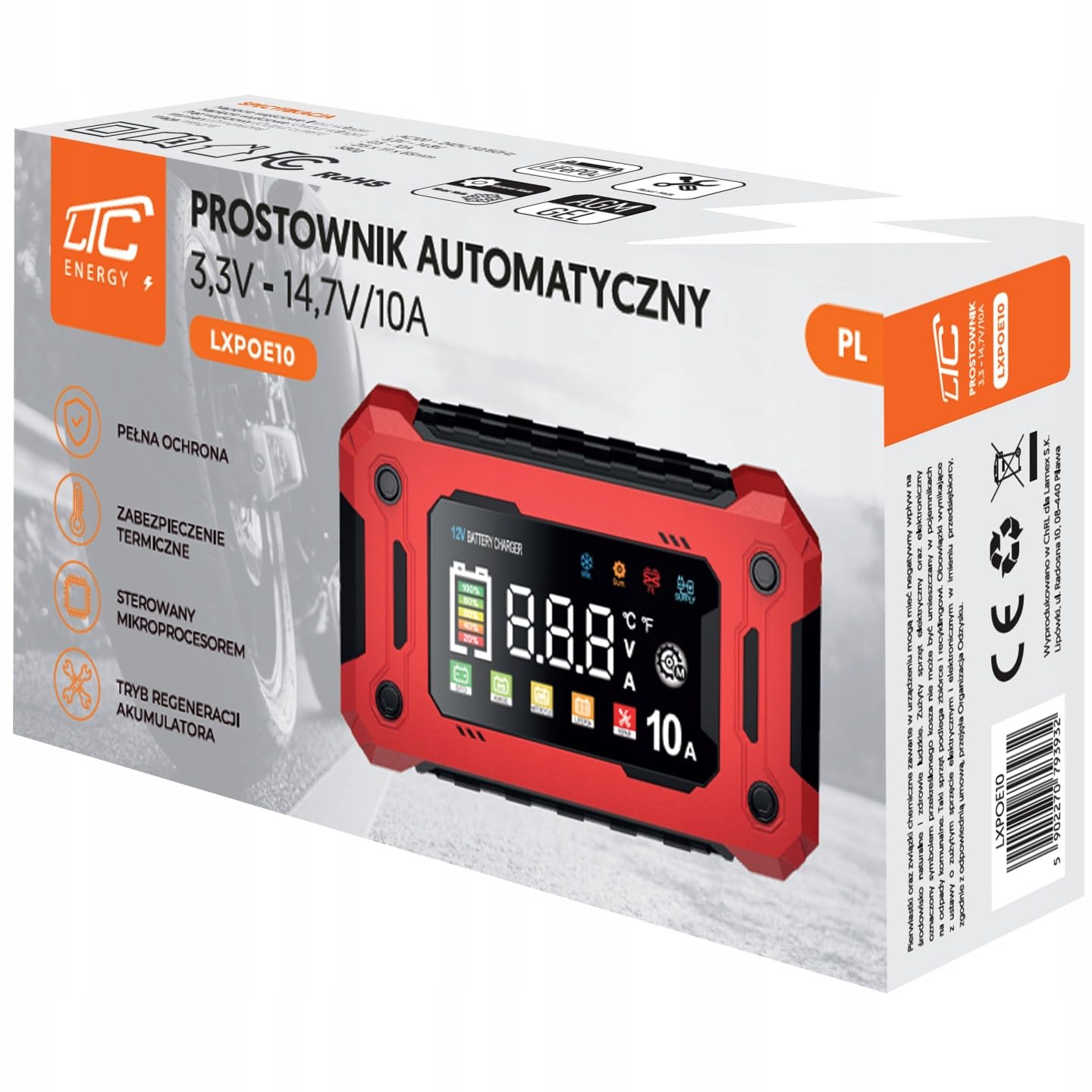 Caricabatterie per batterie AGM LiFePO4 10 A, funzionamento automatico LTC Energy