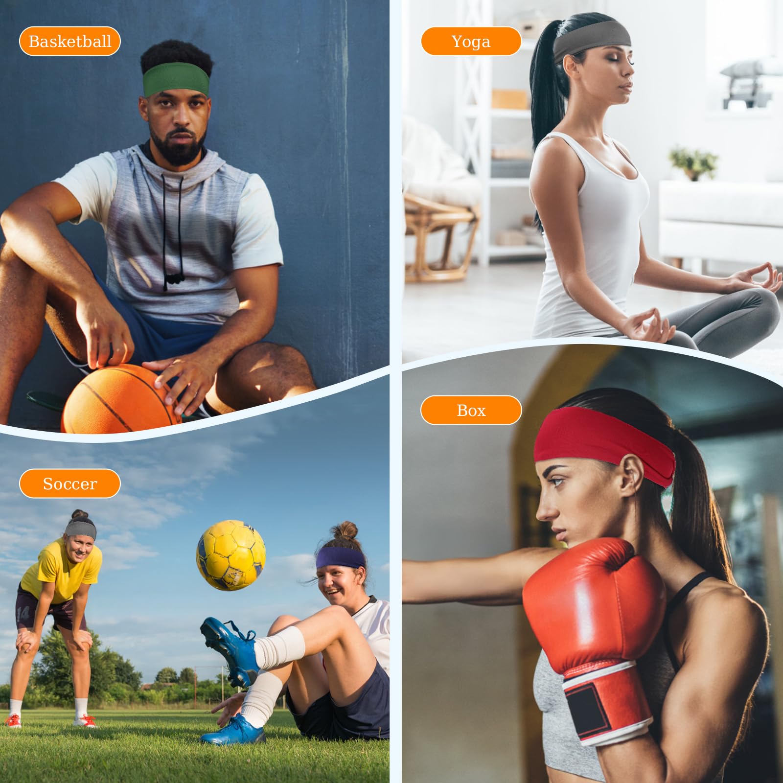 Stirnbänder Damen Sport – 6 Stück Set | Elastische, Schweißabsorbierende Haarbänder Für Yoga, Fitness, Laufen | Unisex