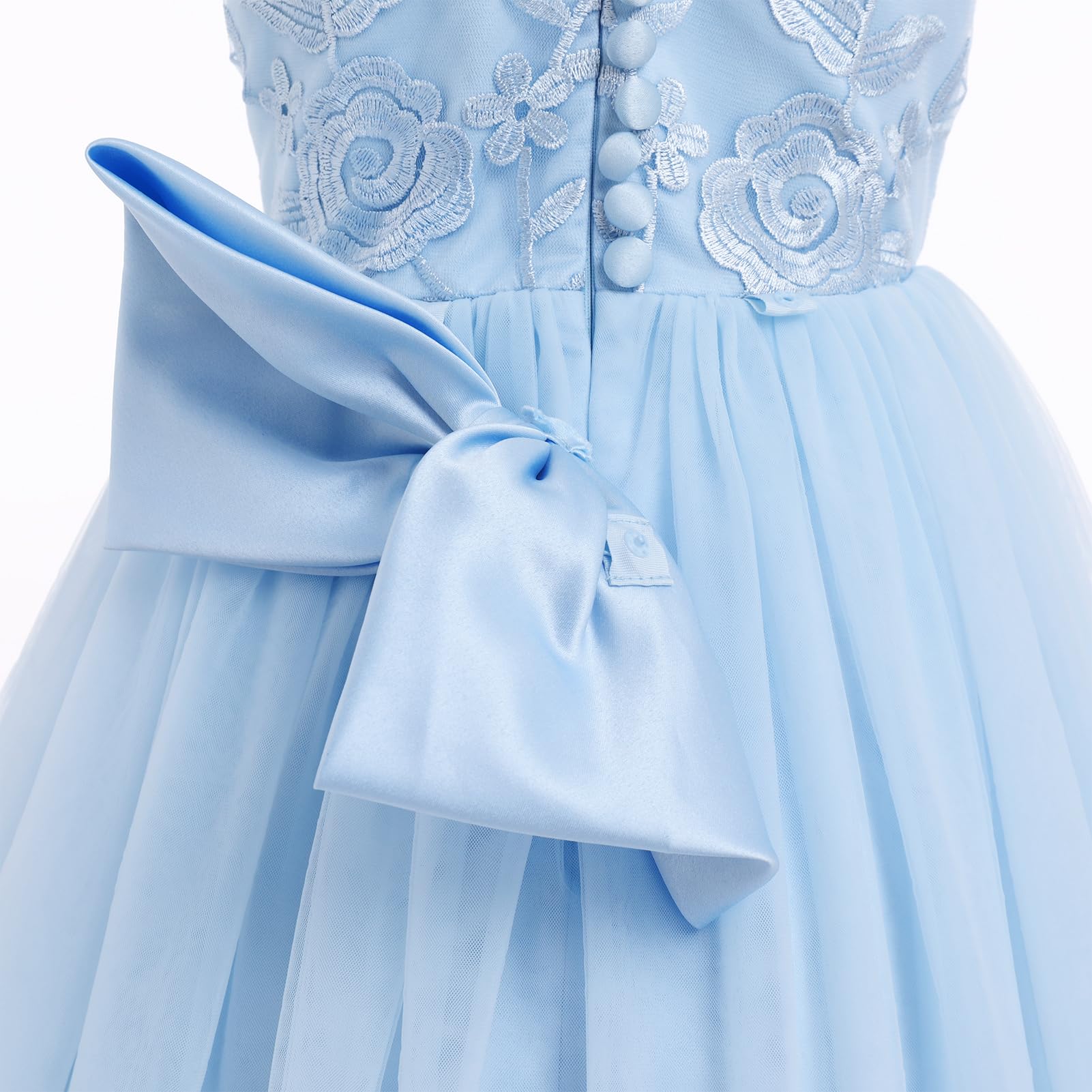Odizli Abito da ragazza floreale per bambini, senza maniche, scollo a V, principessa floreale, abito in tulle