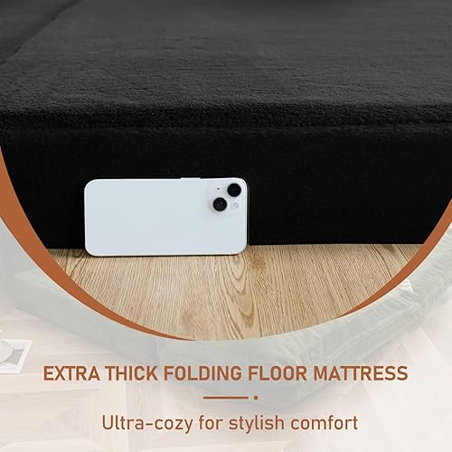Miniatura 7 de MAXYOYO Sofá cama plegable para adultos, sofá cama extra grueso y largo con funda lavable de piel sintética, sofá cama individual para dormitorio,