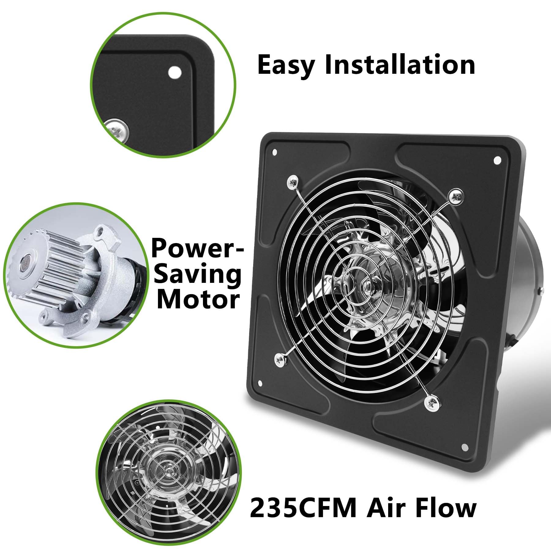 Extractor de cocina de 6 pulgadas con controlador de velocidad, ventilador de pared de 235 CFM, ventilador de ventilación de 115 V y 40 W para cocina, sala de reuniones, tienda, sala de 7