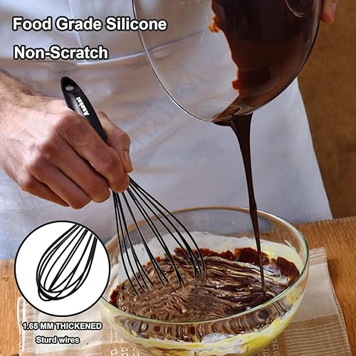 Vista 40 de Anaeat Batidor de globo de silicona, perfecto para utensilios de cocina antiadherentes, batidora de leche y huevos, batidor de cocina resistente al
