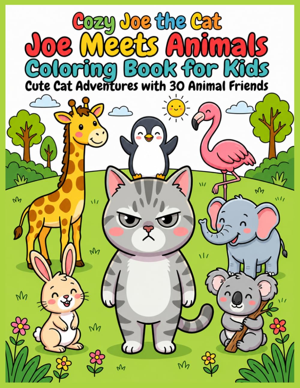 Cute Animal Coloring Book for Kids: Joe the Cat Meets Animals: 30 Fun Animal Friends to Color – Easy Coloring Pages for Boys and Girls Ages 4-8 (Joe the Grumpy Cat Adventures)