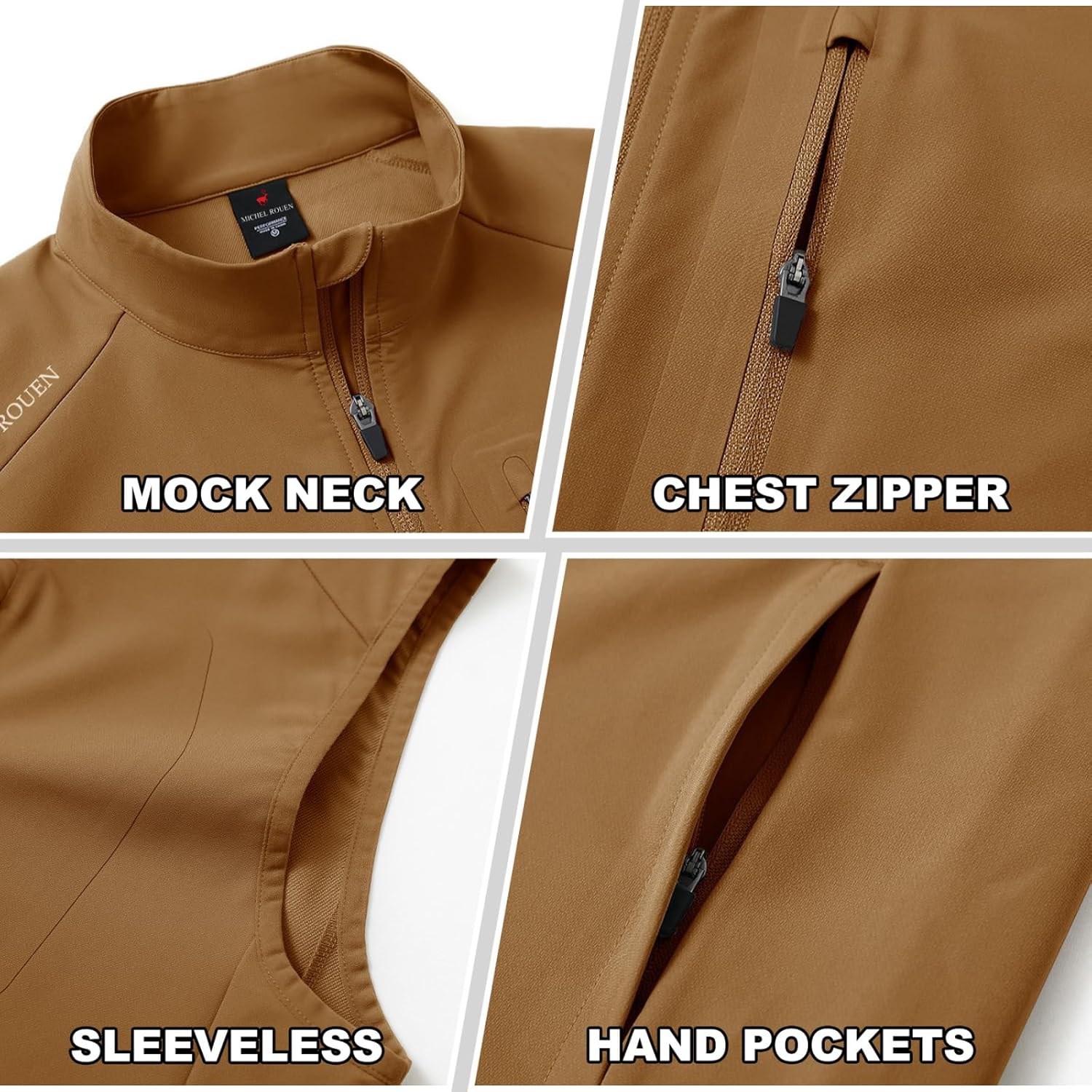 Rouen Mens Vests Outerwear Performance Lightweight Sleeveless Jacket Windproof Softshell Vests Sports Golf Vest for Men - Image 5