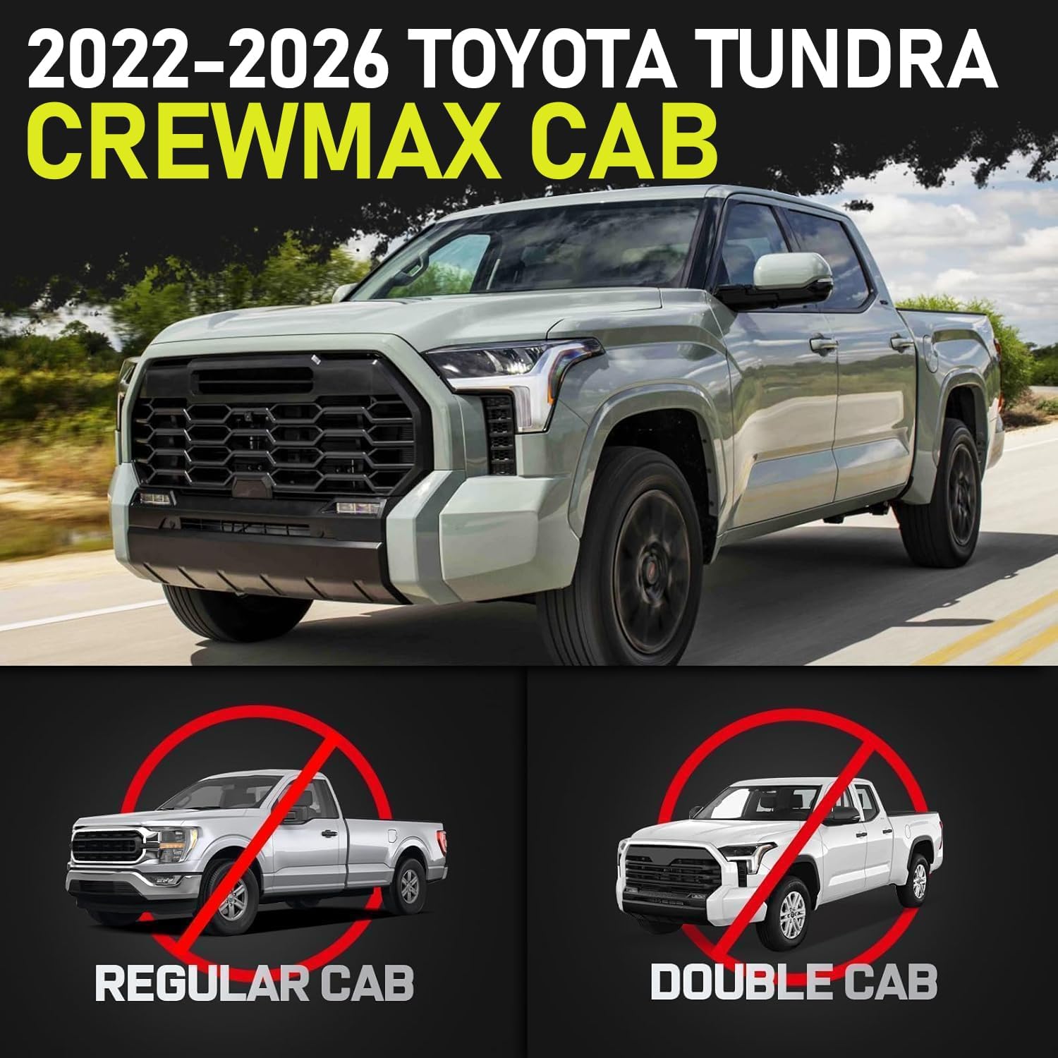 BINARY STAR 90 Inch Running Boards Compatible with Vehicle 2022-2026 Toyota Tundra CrewMax Cab, Wheel to Wheel Truck Side Steps. Tundra Side Steps Step Bars Made wirh Carbon Steel.