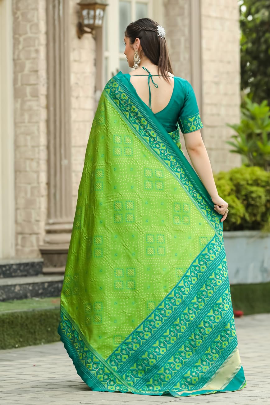 Leriya Fashion Women's Trendy Kanjivaram Soft Lichi Silk Saree With Blouse Piece (Green)