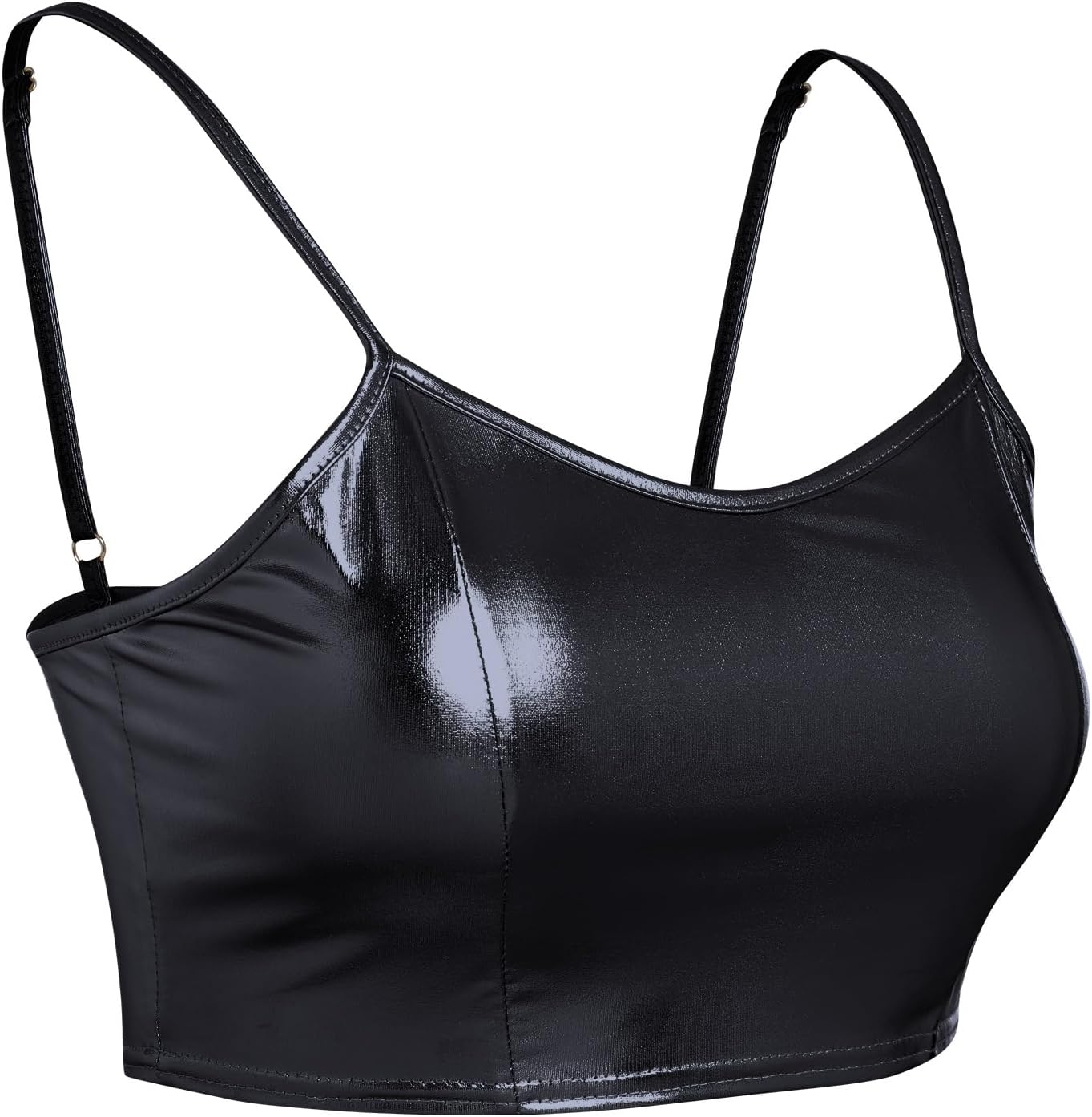 Womens Holographic Metallic Shiny Off Shoulder Crop Top Bustier Tube Top Blouse Rave Causal Strapless Basic Sexy Vest - Image 2