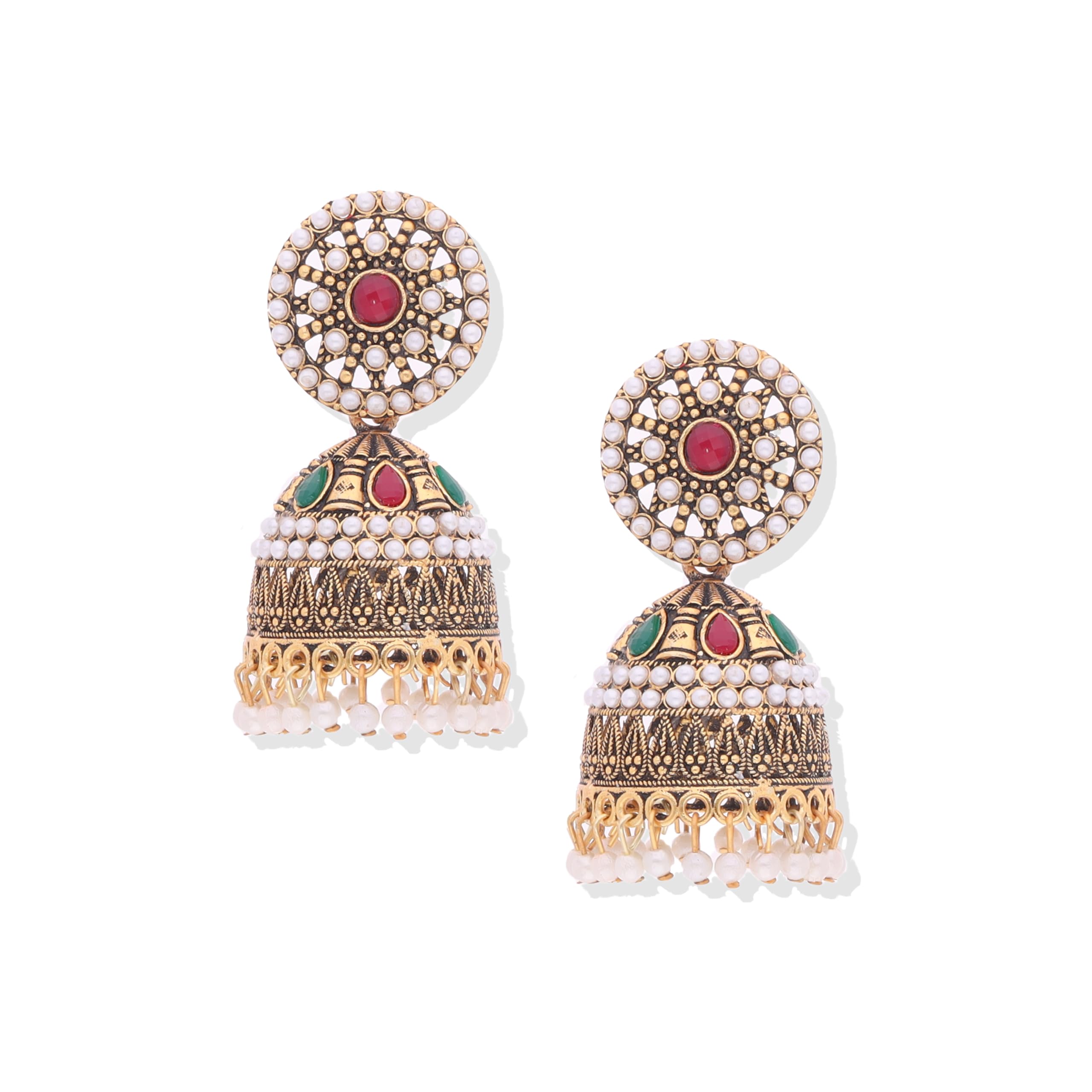 Brado Jewellery Traditional Gold Polish Kundan and Pearl Studded Jhumka Earrings For Women and Girls (B0D7ZQG58G) Amazon Price History, Amazon Price Tracker