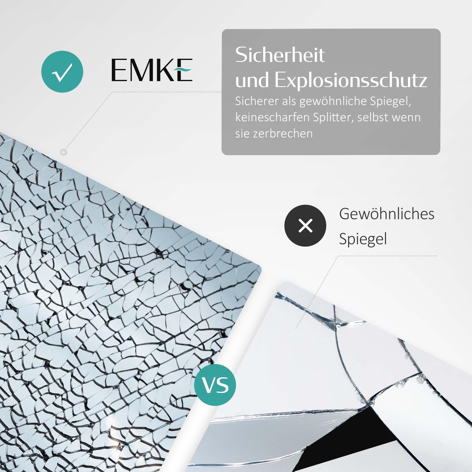 EMKE Badspiegel Oval 40x70 cm HD Dekorativer Wandspiegel | Ovaler Wandspiegel, explosionsgeschützter Spiegel, horizontal vertikal, Badezimmer Wohnzimmer Flur, hohe Sicherheit