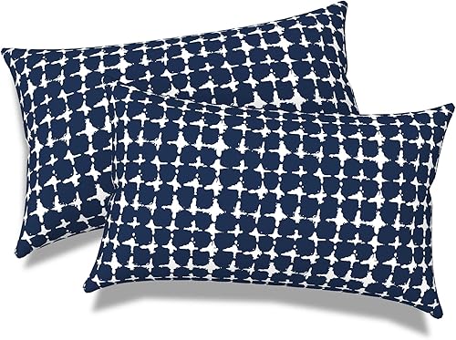 Miniatura 1 de Melody Elephant Paquete de 2 fundas de almohada lumbar para exteriores, para todo tipo de clima, 12 x 20 pulgadas, fundas de almohada para