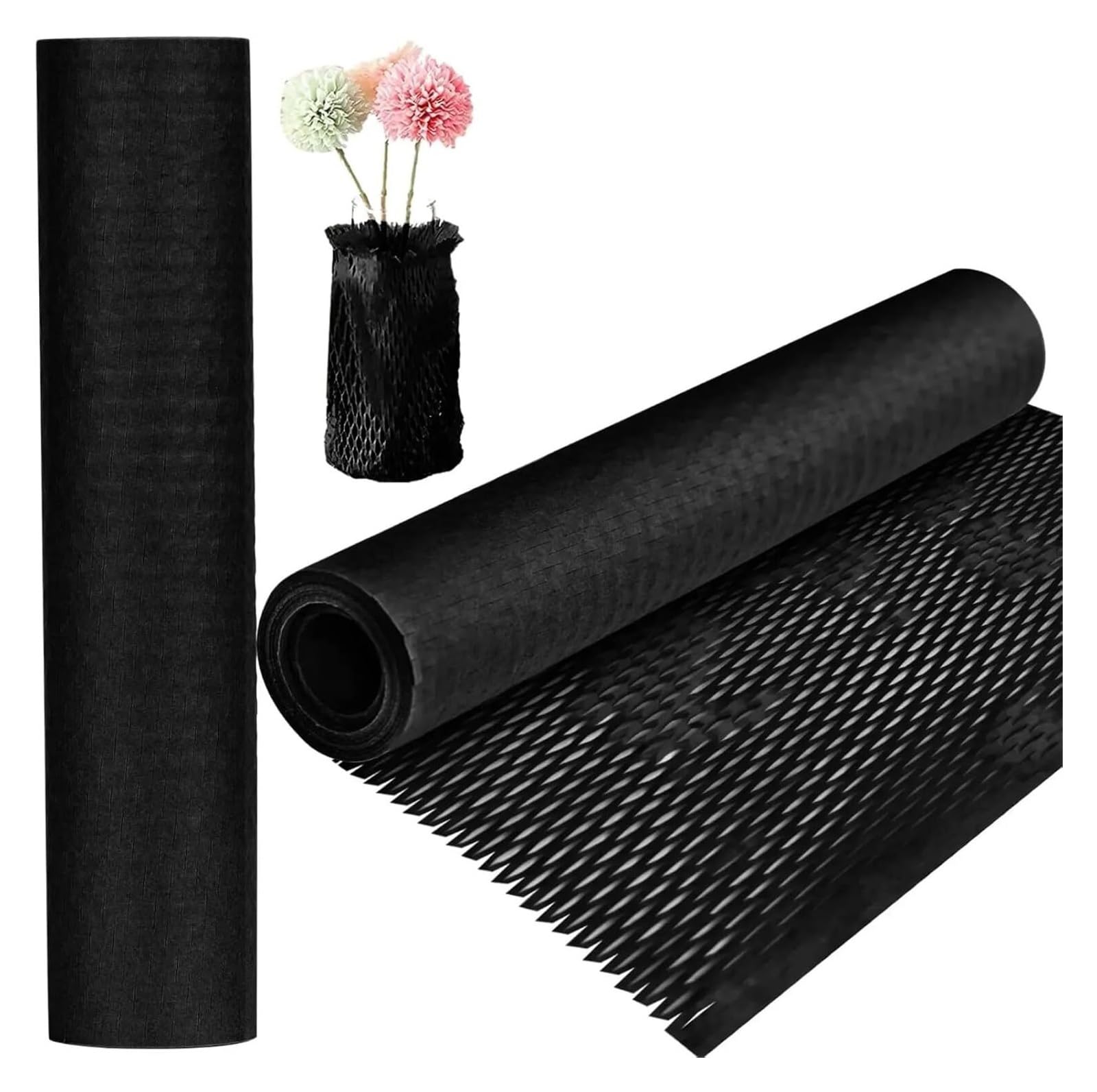 Honeycomb Packaging Paper, Honeycomb Paper Roll Black Kraft Wrapping Gift Packaging Transport(Black 50cmx5m)