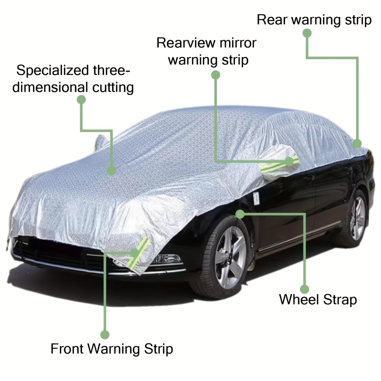 1 Stück Halbgarage Auto für VW Golf Plus (VI) 2009-2014 Wasserdicht Atmungsaktiv mit Reflektorstreifen Winddichte Autoabdeckung