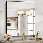COFENY Miroir de salle de bain noir pour mur, 30x36 Miroirs rectangle de pouce avec cadre en métal, miroir mural moderne pour salle de bain salon, porte-entrée suspendu horizontale ou verticale
