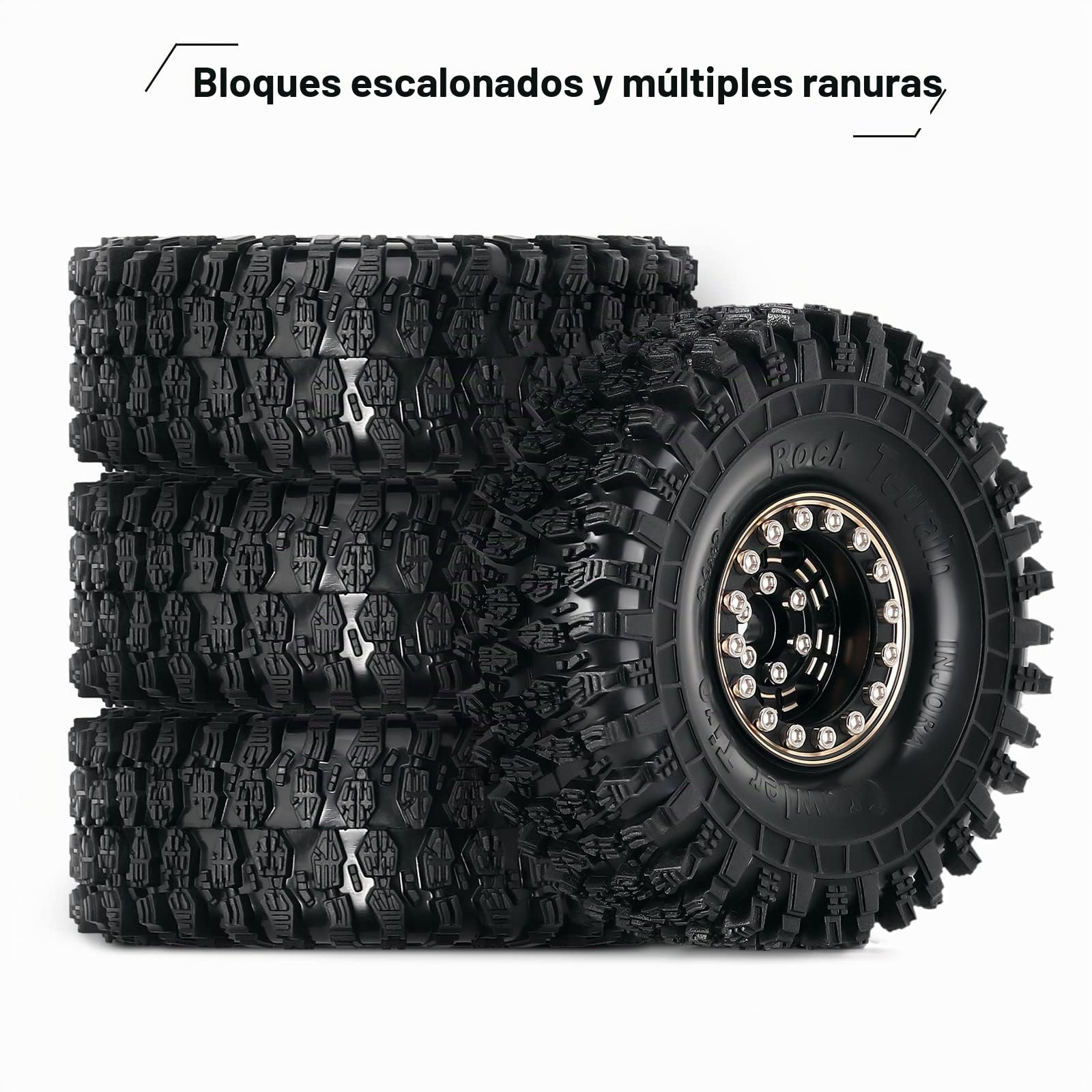 INJORA 1.0 RC Neumáticos Beadlock Latón Rueda Llanta 4 Piezas para 1/18 1/24 RC Crawler Automóvil Axial SCX24 FMS FCX24 FCX18 Gladiator Bronco C10 JLU Deadbolt B17 Actualización (W1005-T1011)