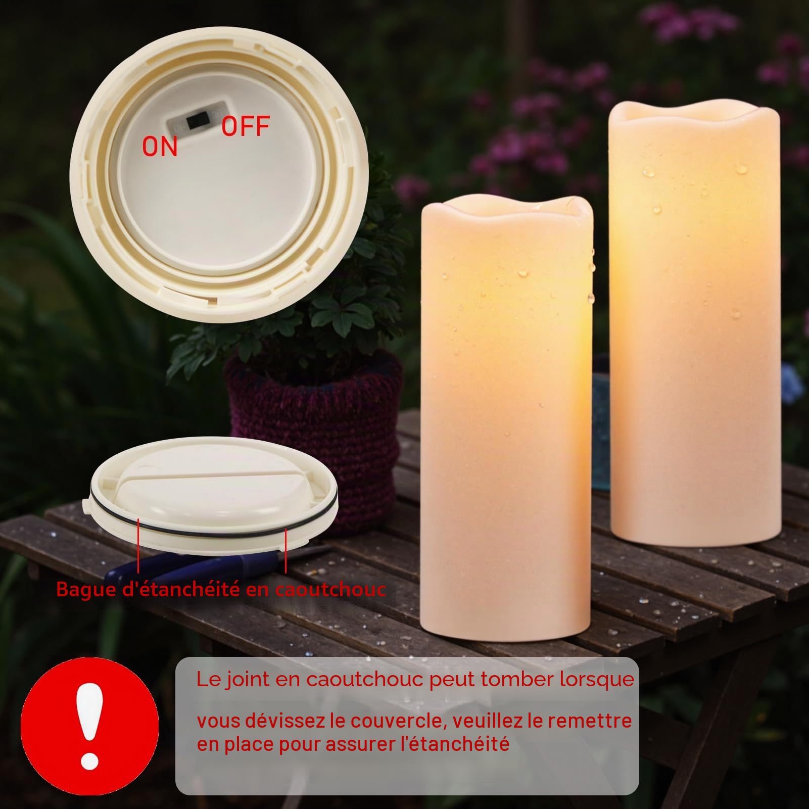 Eldnacele Lampes solaires LED imperméables, grandes, sans flamme, pour extérieur, jardin, camping, patio, décorations de maison (10,2 x 25,4 cm, lot de 2)