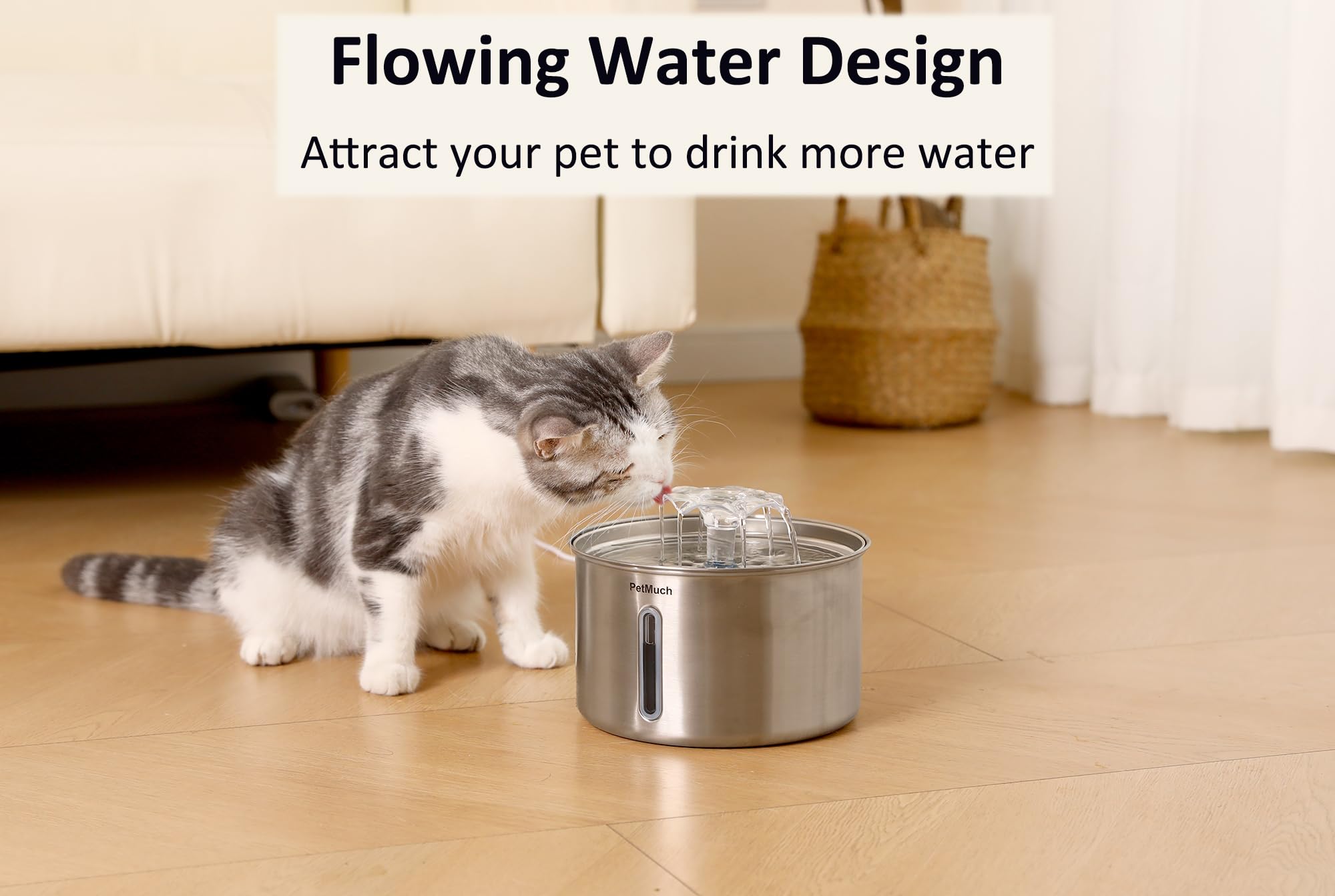 Fuente de agua para gatos, de acero inoxidable, 3 L, con 6 filtros de repuesto y 6 esponjas de prefiltro para gatos, perros (fuente para gatos + 6 filtros + 6 esponjas)