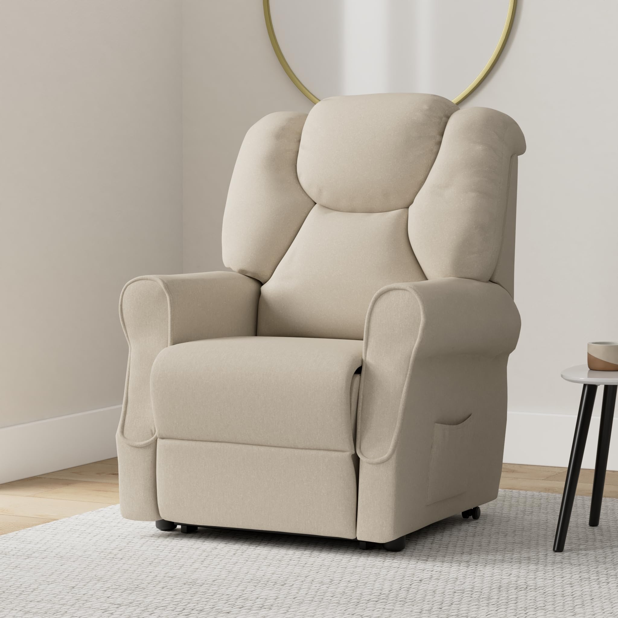 POLTRONE ITALIA Angela1 Fauteuil releveur Relax Dispositif Médical Vibromassage kit 4 Roues siège à Micro-Ressorts Doux résistant aux Taches Fauteuil électrique Fauteuil inclinable Gris Claire