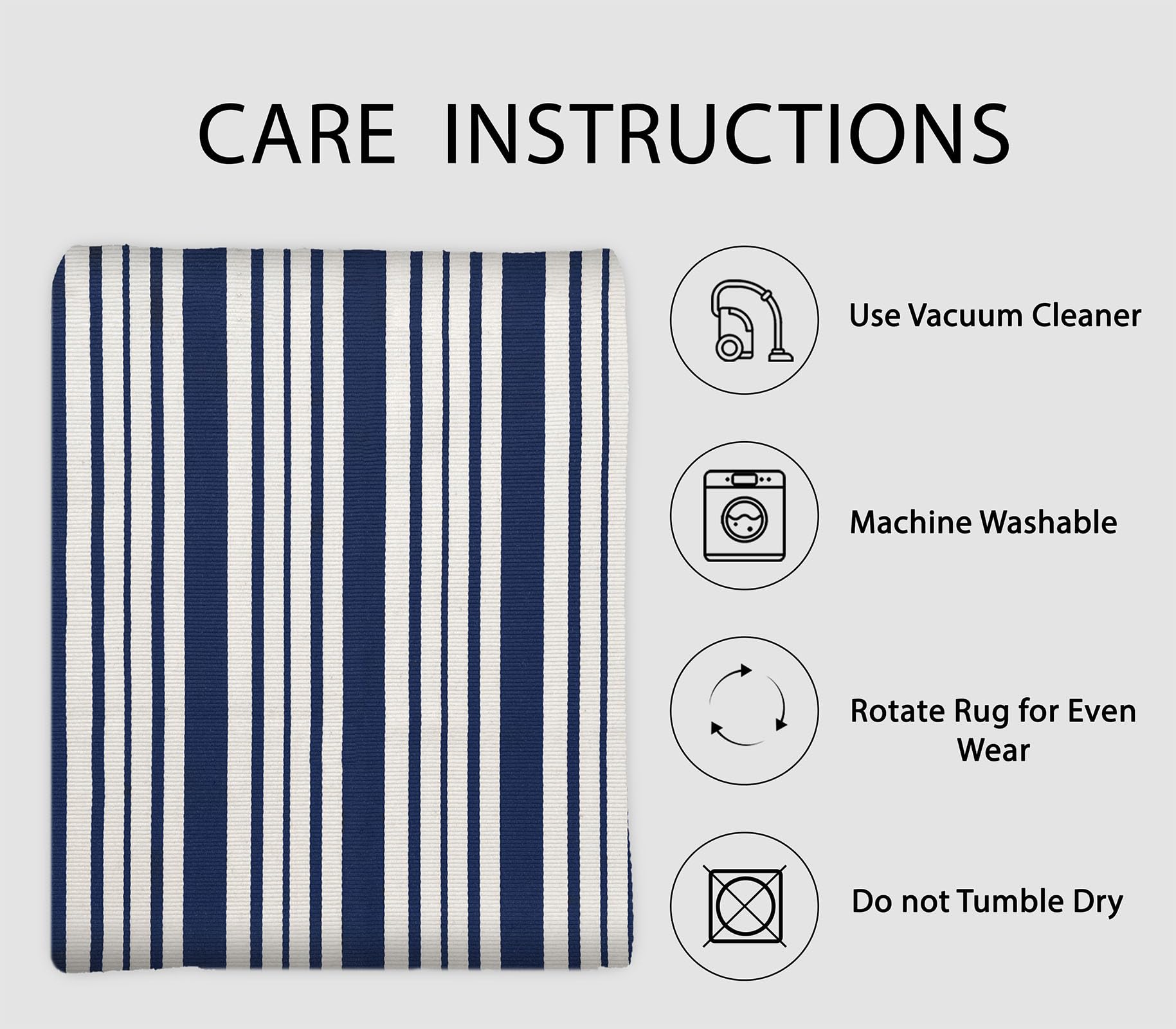 IOHOUZE Tappeto a righe blu navy e bianco, 1,2 x 1,8 m, tappeto lavabile per doppia porta d'ingresso, grande tappeto da patio per esterni ed interni, zerbino per ingresso portico