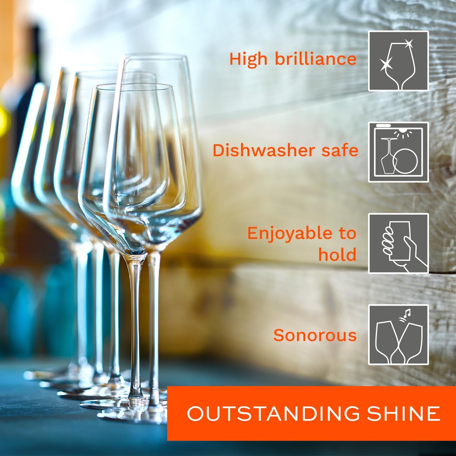 Stölzle Lausitz White Wine Glasses Set of 6 (STARlight). Dishwasher Safe, Lead-Free Crystal Luxury Wine Glasses (13.75fl oz). Shatter-Resistant Long Stem Wine Glasses - Genuine Stölzle Wine Glass Set - Image 4