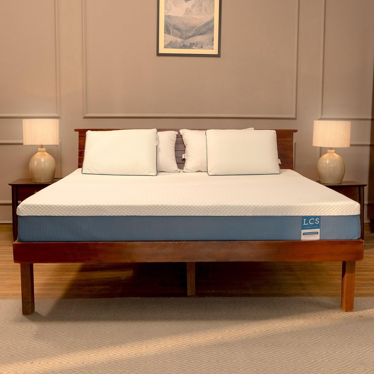 UrbanBed LatexCore Support Queen Bed Mattress | 15-Year Warranty | HR Latex Foam with Pincore Holes | Dual Side Mattress | UltraFresh Treated Cover | 120-Night Trial (72"x60"x5") Firm & Medium Soft