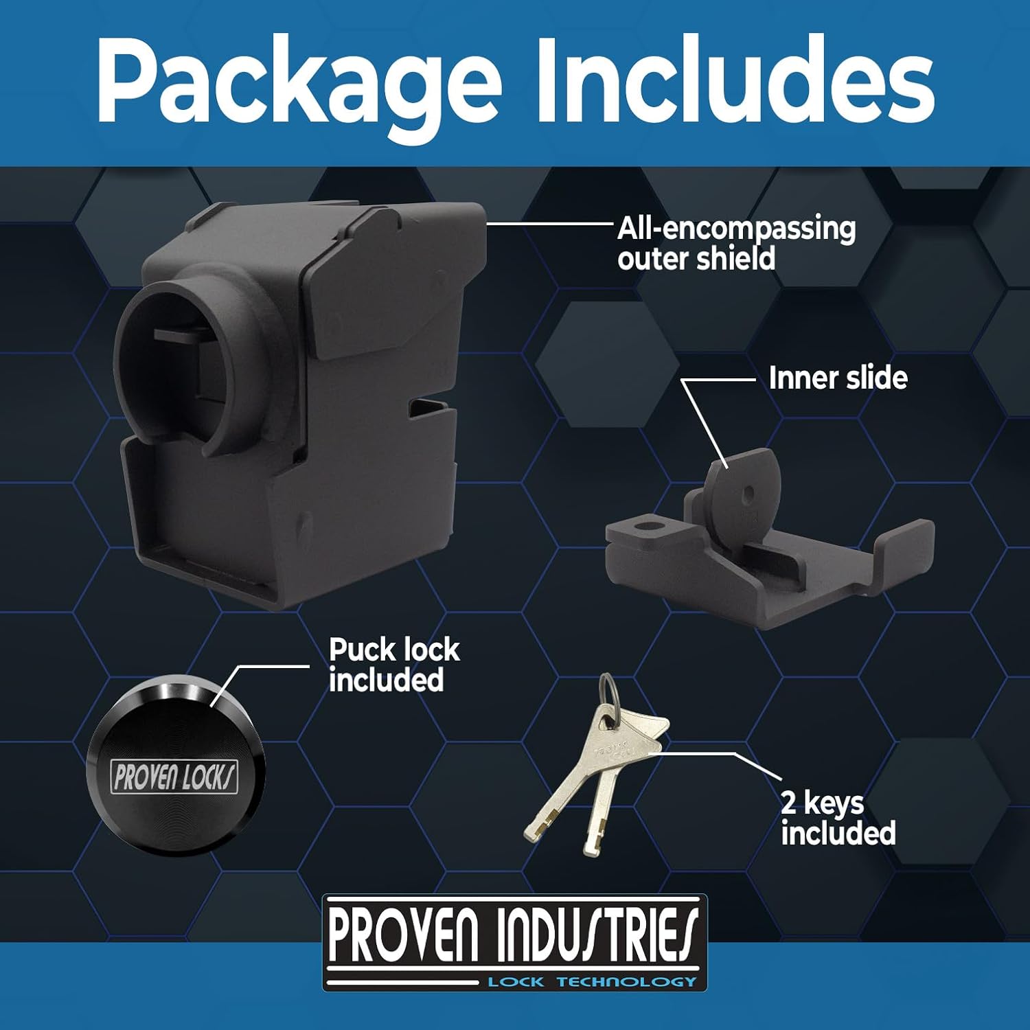 Proven Industries Model 2516-B2 Trailer Lock, Fits Select Cast-Steel 2 5/16-Inch Adjustable Couplers, Made in The USA, (Black)