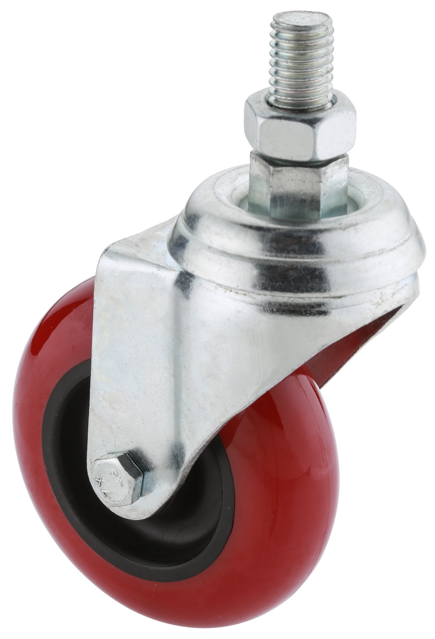 Steelex D2613 3-Inch Threaded Swivel Polyurethane Wheel, red