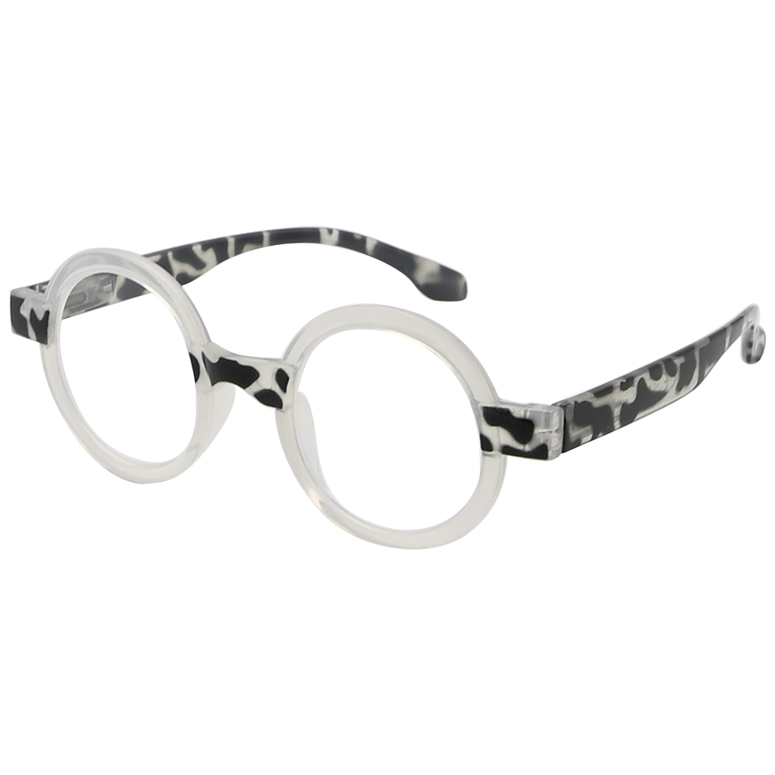 Eyekepper Round Reading Glasses for Women Retro Readers Eyeglasses - Black/Tortoise +1.75