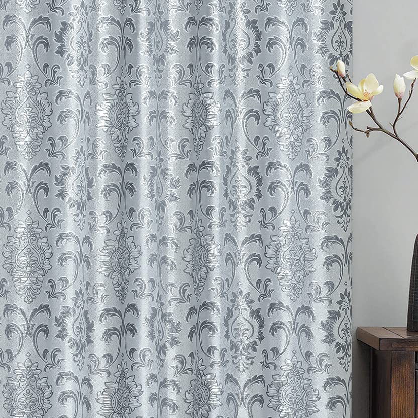 GOHD Samba Star. Jacquard Window Curtain Panel Drape with Attached Fancy Valance and Taffeta Backing. 2pcs Set. Each pc 54" Wide x 90" Drop with 18" Valance. (Grey) - Image 3
