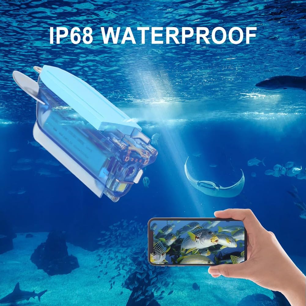 Telecamera Subacquea Wireless da Pesca 1080P, Videocamera con Fishfinder Wi-Fi e Registrazione Tramite App e