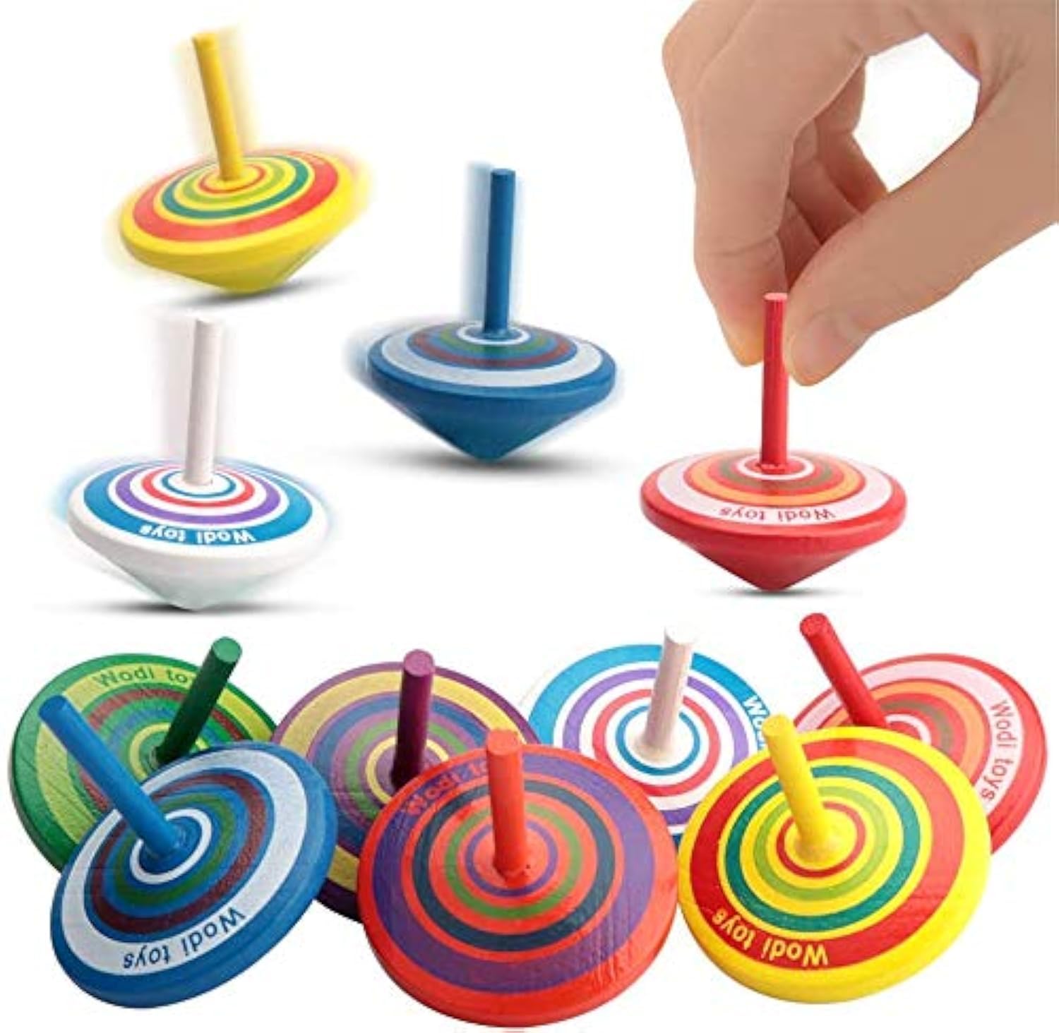 15 Kreisel für Kinder Holz Regale als Mitgebsel für Kindergeburtstag oder Gastgeschenke kleine Geschenke Geschenktüten Geburtstagstüten Geduldspiele Schatzkiste (Farbe zufällig)