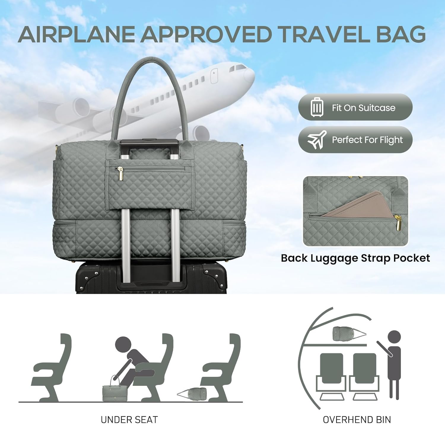 Travel Bag Weekender Bags for Women - Carry on Overnight Bag with Shoe Compartment Duffle Bag with Laptop Pocket Hospital Bag for Labor Delivery Gym Tote Bag with Toiletry Bag Dark Green - Image 8