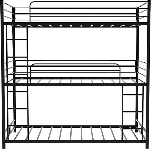 Miniatura 5 de Literas de metal con estructura doble sobre dos camas individuales con barandillas de seguridad y escalera integrada para niños y adolescentes