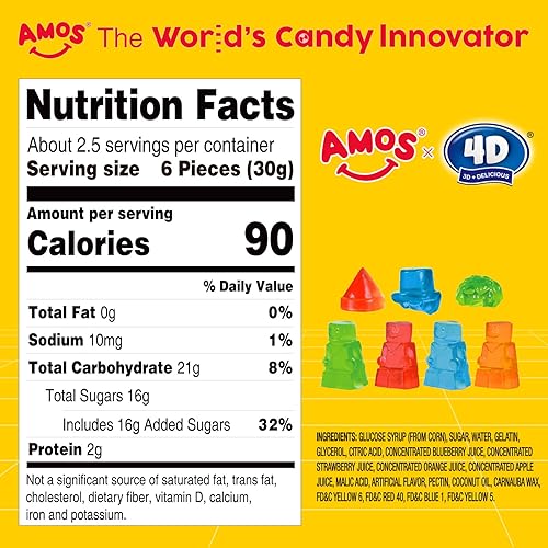 Miniatura 3 de Amos 4D Gummy Blockman Dress Up DIY Fun Candy, dulces de Halloween con sabor a frutas mixtas, bolsas resellables de 2.54 onzas para fiestas de
